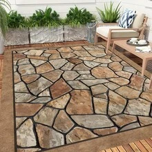 850g Autumn Stone Path Textured Carpet, 0.8cm Thick Non-Slip Washable Indoor/Outdoor Christmas Decorative Rug