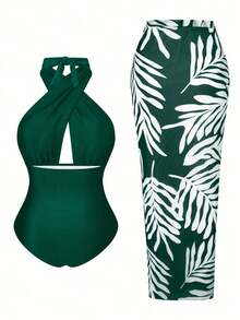 Women's Skirted Swim Set – Elegant Two Piece Swimsuit With High Stretch Fabric - KA-P667-21 - Xem 5