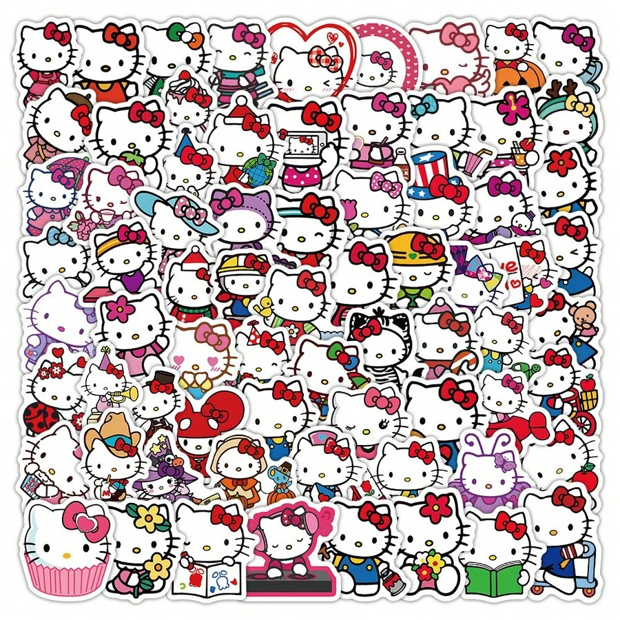 SANRIO Hello Kitty Sticker Pack (102 Pcs) - Cute Girly Decor Decals For Journals & Luggage School Supplies - 102PCS - View 1