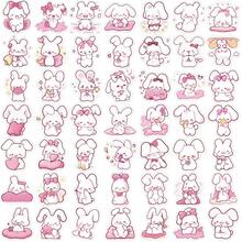 50 Peças Adesivos Impermeáveis de Coelho Rosa de Desenho Animado da Páscoa, Adequados para Laptops, Capas de Telefone Celular, Malas, Garrafas de Água, Skates e Guitarras, Capacetes, Cofres de Geladeira, Adesivos de Brinquedos, Decorações de Presente, Adesivos de Grafite DIY - Multicolorido - Visão 2