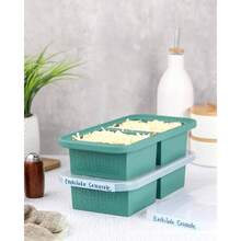 2 Cup Silicone Freezer Molds With Lids U2013 Soup For Freezing Lasagna, Leftovers, Soups, Sauces, Casseroles, Meal Prep Meals And More U2013 Aqua 2 - Pack - Cải xoăn + Gói 2 cái - Xem 3