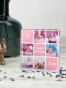 Customized Personalized Pink Birthday Photo Acrylic Ornaments, Birthday Photos, Birthday Gifts, Birthday Party Decorations, Birthday Souvenirs, Children's Souvenirs - Multicolor - View 4