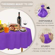 D&Z Plastic Tablecloth Disposable, 12 Pack Purple Table Cloth Individually Wrapped For Indoor&Outdoor, On-The-Go 84" Tablecover For Round Table Ideal For Party, Picnic, Birthday, Wedding And Dinner - purple - 查看 5