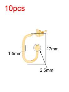 10个不锈钢U型耳钉底座，含耳钉底座，DIY耳环配件，珠宝制作材料 - 10件#耳環 - 查看 2