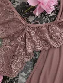 SOFUSEN 女士性感内衣套装，网纱面料性感吊带睡裙，适合居家、酒店、情人节等场合，性感睡裙，性感内衣 - 卡其 - 查看 3