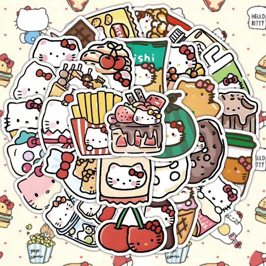 SANRIO 70 PIEZAS Pegatinas de Kawaii Cafe - Calcomanías removibles de garabatos de comida para diarios y equipos tecnológicos, suministros para scrapbooking, papelería para scrapbooking manualidades libro de sticker estikers - 70 piezas - Ver 1
