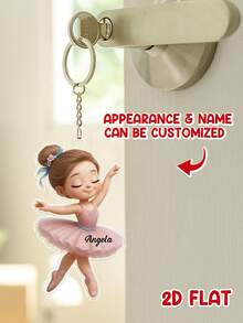 3D Acrylic Keychain With Little Girl Ballet Dancer Design - As Shown 2 - View 3