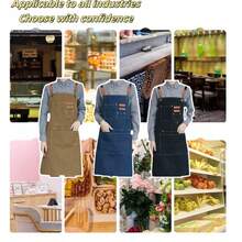 一件防水防油围裙，男女通用，配有方便的口袋——非常适合在超市、餐厅、水果店、奶茶店等场所使用。