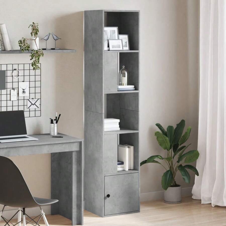 Larryhot Libreria Grigio Cemento 40x36x189 cm in Legno Multistrato, Facile da assemblare, dall'estetica elegante e raffinata, pratica per riporre gli oggetti, la scelta ideale per l'organizzazione e la decorazione domestica - Grigio - Visualizzare 1