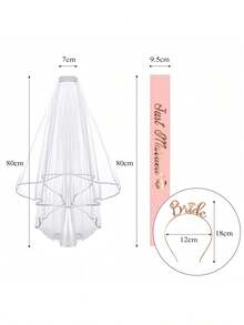 Bridal Sash And Veil, Bachelorette Party Accessories, Includes Crown, Bride Sash, Bridal Headpiece, Suitable For Bridal Shower, Rose Gold Wedding Bachelorette Party Decor, Fit For Bride, Bachelorette Party, Hen Night Games - Champagne - View 6