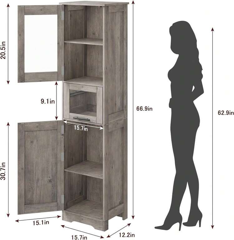 Huisuilinss Storage Cabinets - 15,7 inch màu xám - Xem 3