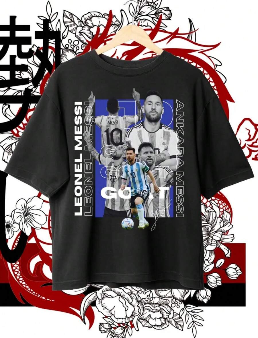 T-Shirt Design, Football PNG Download, Lionel 10 Football, Football Shirt Png, Sublimation Shirt, Instant Download_1 - Black - View 1