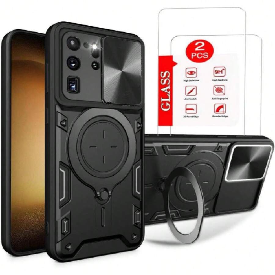 Galaxy S20 Ultra Case - With Screen Protector And Built-In Phone Stand - Black, 37317541 - 中紫紅色 - 查看 1