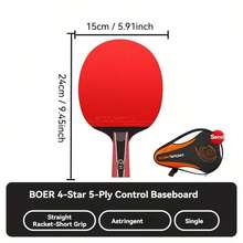 BOER 4-Star Table Tennis Racket, Double-Sided Rubber Ping Pong Racket, Horizontal & Vertical Grip - Black - View 11