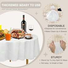 D&Z Plastic Table Cloth Disposable, 12 Pack White Round Tablecloth Individually Wrapped For Indoor&Outdoor, 84 Inch Table Cover For Party, Picnic, Birthday, Wedding & Dinner - White - View 4