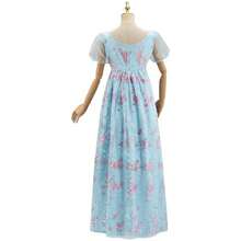 Penelope Featherington Cosplay Costume Women Regency Dress High Waistline Tea Party Gown - Màu xanh lam - Xem 4