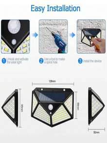 1/2/4个太阳能灯，户外花园装饰太阳能LED灯，防水阳光聚光灯带运动传感器 - 100顆LED - 查看 8