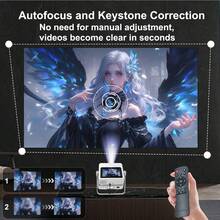 DONGYING New Projector, Dual Screen Display, Android 12 Projector, Native 1080P, Supports 4K, WiFi6, Supports Auto Focus And Keystone Correction, Portable Projector With Built-In Speaker, Supports App Download, Compatible With Smartphones, Computers And More, Suitable For Home Theater, Office Meetings, Decorations, Gifts - White - View 7