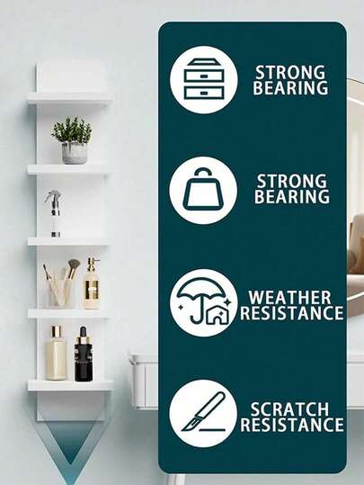 1pc Multi-Layer Wall Mounted Floating Shelf, Bathroom Corner Thickened Wall Hanging Display Rack, Multilayer Minimalist Home Storage, Wall Mounted Modern Living Room Bedroom Decor Rack, Suitable For Storing Dolls, Toys And Plush Toys, Applicable To Living Room, Bedroom, Store And Product Display