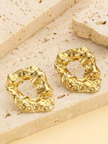 1 Pair Exquisite 304 Stainless Steel Oil-Finished Geometric Irregular Stud Earrings - Minimalist Elegant Design, Versatile Earrings Suitable For Daily Wear And Parties, Perfect Holiday Gift For Family And Friends - Multicolor - View 12