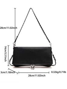 2026新款女士包包时尚设计黑色经典PU皮革斜挎包复古精致外贸手提包 - 黑色 - 查看 8