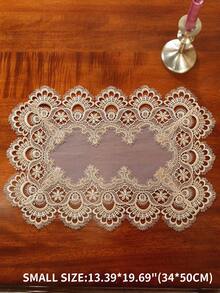 100% Polyester Delicate Water-Soluble Hollow Lace Tassel Trim Decorative Table Runner, Elegant High-End Unique Home Decor For Kitchen, Dining Table, Desk, Coffee Table, Vanity, Gift, Place Mats, Living Room, Bedroom, Yard, Indoor Outdoor Villa, Camping, Date Night, Banquet, Holiday, Party, Cabinet Gathering, Festival Decoration, Party & Wedding Decorations, 1pc - Khaki - View 2
