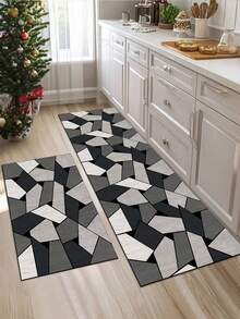 【热销！！！】1片装软橡胶厨房地垫，3.5毫米厚，灰色石纹马赛克创意抽象时尚风格吸水厨房地垫，大尺寸地毯，可自行裁剪以适应厨房尺寸，表面织物材质，中间海绵层，底部橡胶层，适用于厨房地毯、厨房装饰、婚礼装饰、家居装饰、浴室地垫、玄关地垫、洗衣房地垫、走廊地毯、客厅地垫等。 - 彩色 - 查看 12