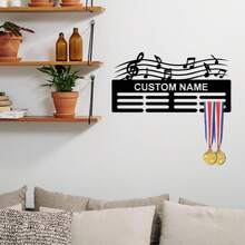 1pc Customized Metal Music Award Medal Hanger, Personalized Name Plaque Holder, Personalized Musician Wall Decor, Music Note Award Plaque Rack, Living Room, Bedroom, Music Note Room Decor, Indoor Outdoor Decoration, Customized Award Items