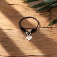 1/2pcs Stainless Steel Heart Pendant Star Moon Heart-Shaped Lock Infinite Character Couple Bracelet, Suitable For Daily Wear By Couples And Valentine's Day Gifts - Multicolor - View 15
