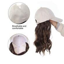 时尚女士帽子假发，染色长卷发，狐狸刺绣棒球帽，以及假发，秋冬新款造型 - 彩色 - 查看 4