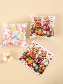 50/100pcs Easter Self-Adhesive Gift Bags, Cute Easter Wreath Bunny Butterfly Plastic Cellophane Treat Bags, Colorful Eggs Easter Gift Packing Bags, For Easter Spring Holiday Party Favors Supplies, Easter Decoration - Multicolor - View 6
