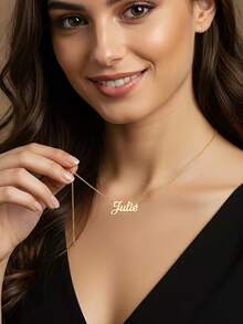 Personalized Name Necklace With A Custom Name Pendant, A Minimalist Design For Women's Jewelry, Single Piece. - Multicolor - View 3