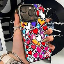 1pcs Colorful Hearts Phone Case Compatible with Apple Phone 11 12 13 14 15 16 17 Pro Max 7plus 8plus Xs Max XS Antidrop Phone Case Silicone Funky Girlish Style Cute Fashion Can Be Given To A Lover Can Be Given To Friends - Negro - Ver 3