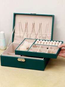 3-Tier Jewelry Storage Box, Watch Organizer, Earring Holder, Necklace Display, Bracelet Tray, Ring Case, Dresser Vanity Jewelry Box, Large Capacity 3-Layer Jewelry Organizer - Multicolor - View 13