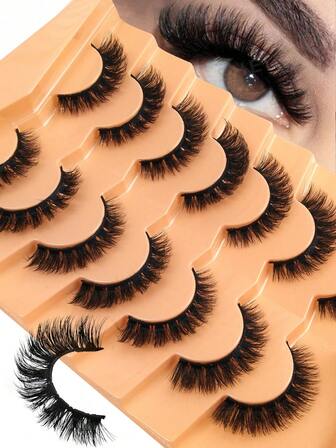 7Pairs Natural Thick Fluffy Volume False Eyelashes Dramatic Messy Mink Lashes Wispy Long 8D Volume Lasting Wispy False Eyelash Strips Foxy Eye Lifting Look Extension Full Eyelash Strip To Lengthen And Volumize The Outer Corner Of Your Eye