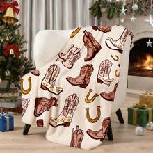 Retro Western Cowboy Theme, Cowboy Boots, Cowboy Hats, Cacti, Feather Design Patterns, Modern Home Style,Super Soft Flannel Printed  Blanket,As Birthday Gifts, Family, Wedding, Souvenir Blankets, Polyester Blankets Suitable For All Seasons, Washable, Machine Washable, Lightweight, Breathable, Comfortable, Warm, Unique, 280gsm For Him, Her Personalized Ideal Gifts For Her, Him, Family, Boyfriend, Girlfriend, Father, Family, Mother, Lover, Daughter, Son, Grandfather, Grandmother, Teacher,Doctor, Nurse,Friend, Classmate, Pet.Perfect Nap, Camping, Travel, Home, Daily Life, Office Decoration, Birthday, Anniversary, Valentine's Day, Thanksgiving, Graduation Season,Christmas, Halloween, Mother's Day, Father's Day, Wedding, New Year Gifts ,Sofa,Bed,Car,Bedroom,Living Room,Office,  Outdoor Camping, Beach,Wall Decoration - 多色33 - 查看 4