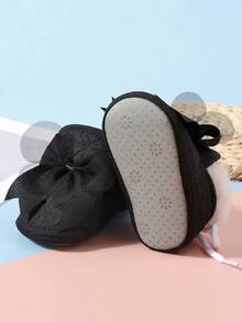 1 Pasang Sepatu Bayi, Sepatu Bot Tebal dan Hangat, Sol Anti Selip, Cocok untuk Belajar Berjalan, Dapat Digunakan untuk Pesta di Dalam dan Luar Ruangan, Sepatu Bayi Lembut dan Datar - Hitam - View 2