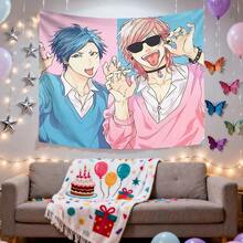 One Piece Yarichin Clubz Tapestry | Yarichin Bros Text & Graphic Horizontal Wall Hanging, Soft Light Beige-Friendly Fabric, Machine Washable Polyester, Anime-Inspired Room Decor/Perfect Fan Gift/Party Background Art, Suitable For Living Room, Bedroom, Anime Party & Fan Collection Gift - Nhiều màu - Xem 5