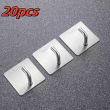 Gancho adhesivo de acero inoxidable resistente, sin necesidad de perforar, perfecto para toallas, Clips, ganchos prácticos, 5/2 uds. JNCX - Plata 20 piezas - Ver 6