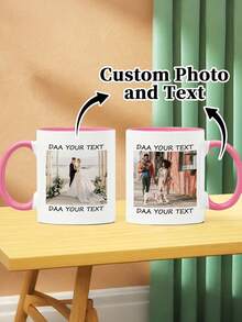 Customized Photo & Text Mug, Personalized Coffee Cup. Can Print Your Own Photos Or Text. Can Print Valentine's Day/Mother's Day Blessings; Also An Ideal Wedding Anniversary Gift For Couples And Loved Ones. - Multicolor - View 3