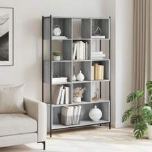 Larryhot Libreria Grigio Sonoma 102x28x172 cm in Legno Multistrato, Facile da assemblare, dall'estetica elegante e raffinata, pratica per riporre gli oggetti, la scelta ideale per l'organizzazione e la decorazione domestica - Grigio - Visualizzare 3