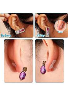 10个装橡胶耳钉后塞，硅胶耳钉后塞，防止耳环脱落，耳钉后塞，硅胶耳钉后塞专为较重的耳环设计 - 隐形支撑垫，适合耳垂下垂、大耳环、耳钉、吊坠耳环，耳钉后塞替换装，适合日常佩戴和特殊场合，可搭配人造宝石首饰，心形橡胶耳钉后塞替换装 - 彩色 - 查看 6