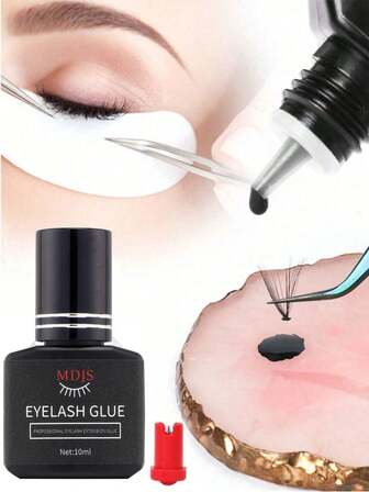 1支黑色睫毛嫁接胶水 10ml，超强粘合力，防水，低致敏性，1秒速干，低烟睫毛胶水，可延长睫毛，专业睫毛嫁接胶水，持久7周以上，适用于半永久嫁接/专业睫毛产品（仅限专业人士使用，禁止个人使用）