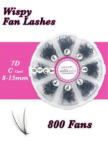 ARTSTAR C Crul 800pcs 7D Black Soft & Thin Fan-Shaped False Eyelashes, Handmade Pre-Made Fanned Out Eyelash Extension - C - View 1