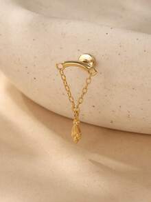 1PC 925 Sterling Silver Irregular Tassel Studs Flat Back Cartilage Helix Piercing Fine Jewelry For Daily Wear Wedding Party Engagement Anniversary Valentine's Day