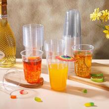 KesaPlan 100 Pcs Disposable Stemless Glasses 12oz Crystal Plastic Wine Glasses Clear Classic Cup For Meeting Weddings Birthdays Cocktail Christmas Party Supplies - 透明款-50個-16盎司 - 查看 4