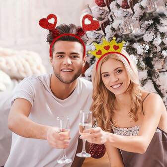 1pc Shiny Colorful Heart Headband, Valentine's Day Decoration, Wedding Party Photo Prop Headpiece