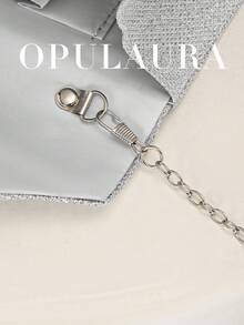 OpulAura 1件装优雅褶皱亮面女士手提包，时尚奢华女士晚宴钱包，信封式手拿包设计，带隐藏式卡槽和隔层，可拆卸金属链条肩带，适合派对女孩、新娘、节日礼物、婚礼手拿包、派对包，完美搭配节日派对礼服、晚礼服和亮片裙，尤其适合新年和其他场合。 - 銀色 - 查看 4