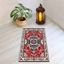 1pc Vintage Floral Carved Prayer Mat, Middle Eastern Style Devotional Rug - Multicolor - View 19