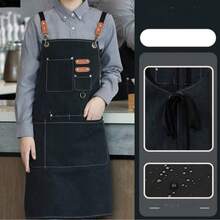 一件防水防油围裙，男女通用，配有方便的口袋——非常适合在超市、餐厅、水果店、奶茶店等场所使用。